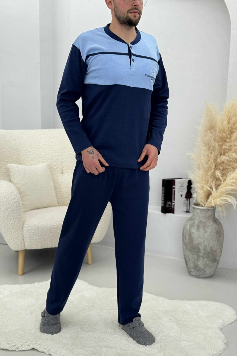 SET PIZHAMESH BLUZË+TUTA DY NGJYRËSHE PËR MESHKUJ NË NGJYRË BLU - 4