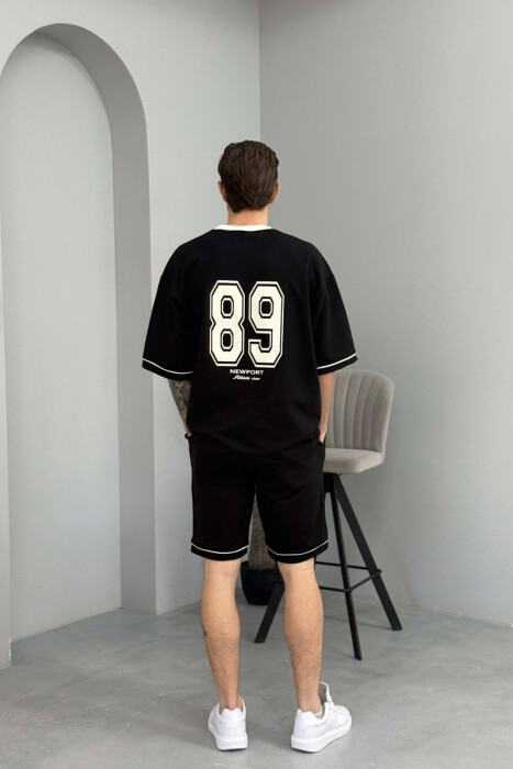 SET T-SHIRT ME SHKRIM PARA & PAS + TUTA TE SHKURTRA PER MESHKUJ NE NGJYRE TE ZEZE - 4