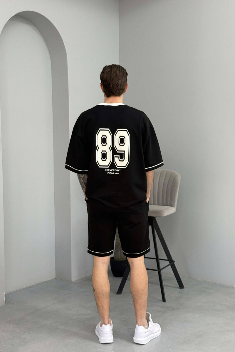 SET T-SHIRT ME SHKRIM PARA & PAS + TUTA TE SHKURTRA PER MESHKUJ NE NGJYRE TE ZEZE - 4