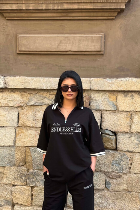 SET T-SHIRT ME SHKRIME DHE JAKE ME ZINXHIR + TUTA PER FEMRA NE NGJYRE TE ZEZE - 4