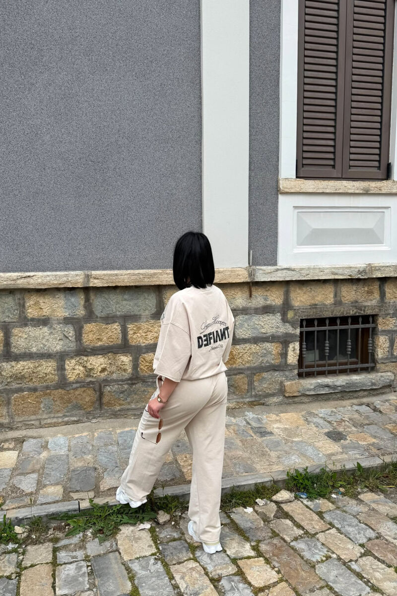 SET T-SHIRT ME SHKRIME + TUTA PER FEMRA NE NGJYRE KREM - 6