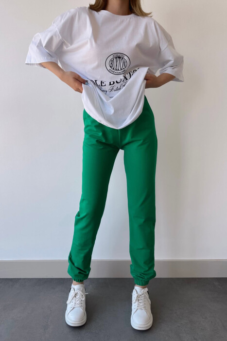 SET T-SHIRT ME SHKRIME+TUTA PËR FEMRA NË NGJYRËN E BARDHË+JESHILE - 2