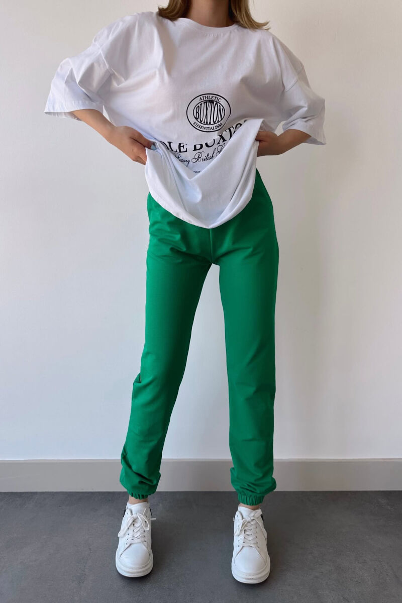 SET T-SHIRT ME SHKRIME+TUTA PËR FEMRA NË NGJYRËN E BARDHË+JESHILE - 2