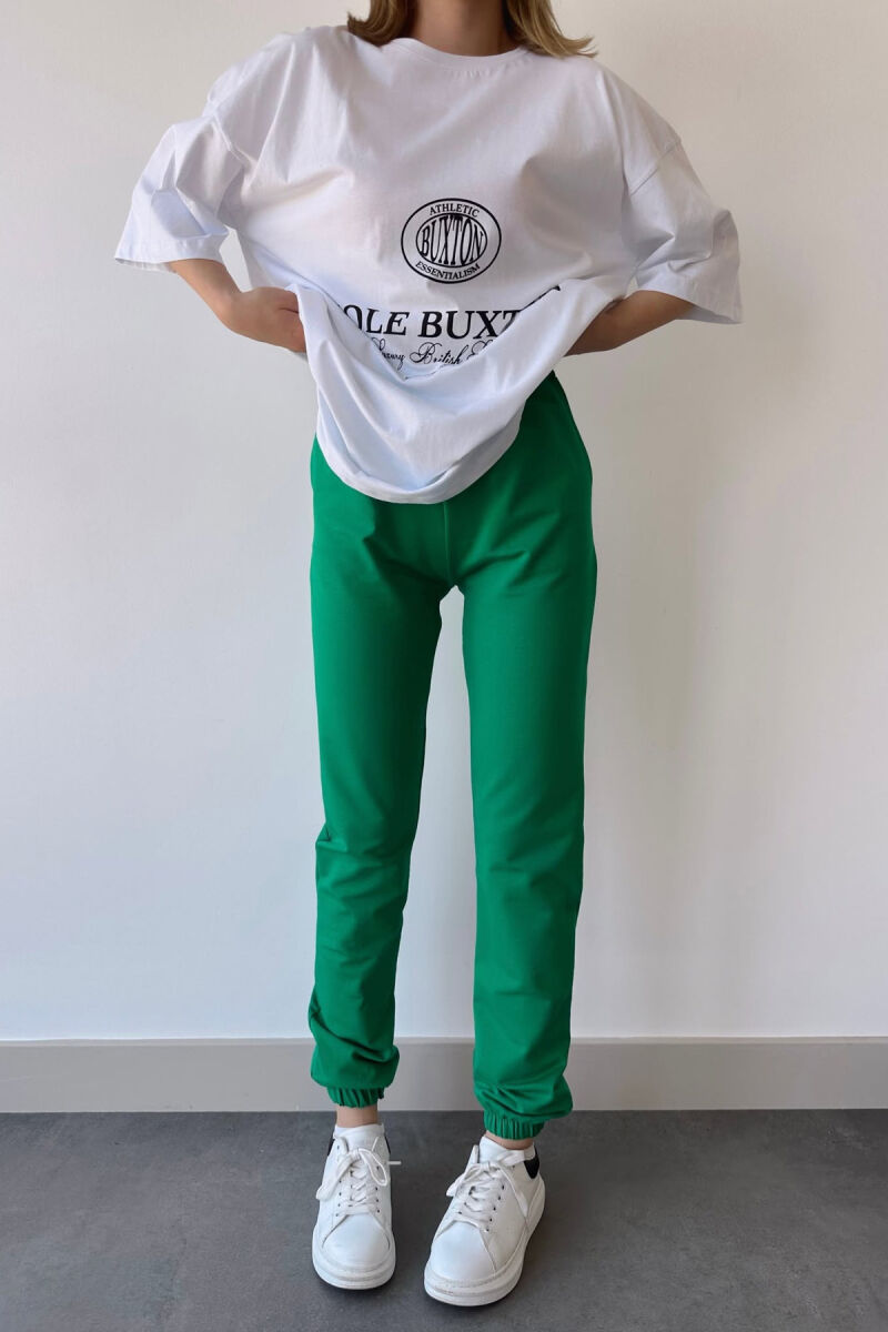SET T-SHIRT ME SHKRIME+TUTA PËR FEMRA NË NGJYRËN E BARDHË+JESHILE - 4
