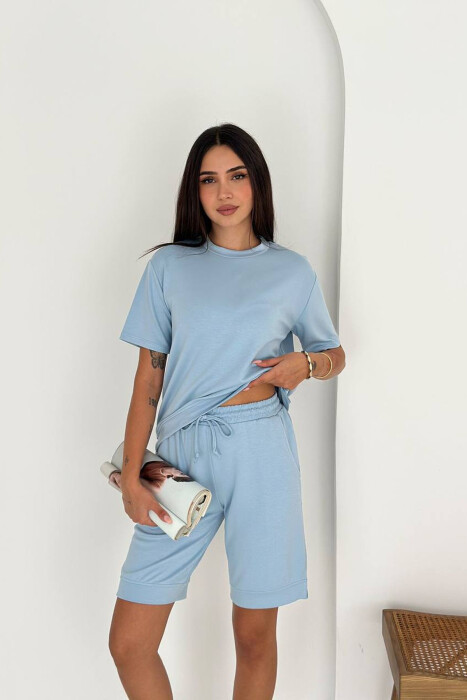 SET T-SHIRT+ TUTA TE SHKURTA PER FEMRA NE NGJYRE BU TE ZBARDHUR - 2