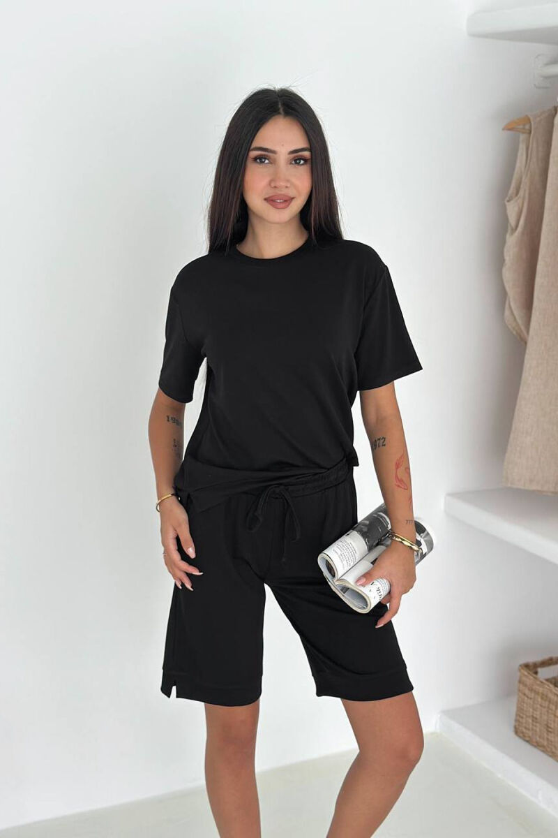 SET T-SHIRT+ TUTA TE SHKURTA PER FEMRA NE NGJYRE TE ZEZE - 2