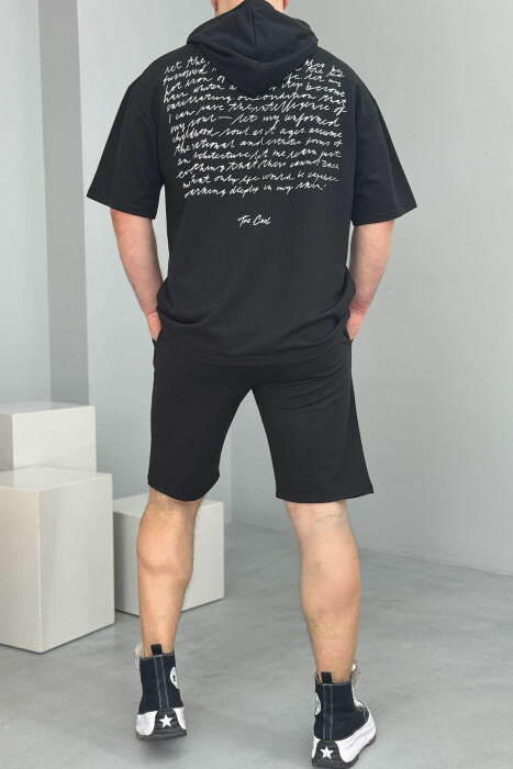 SET T-SHIRT+TUTA TË SHKURTRA PËR MESHKUJ NË NGJYRË E ZEZË - 3