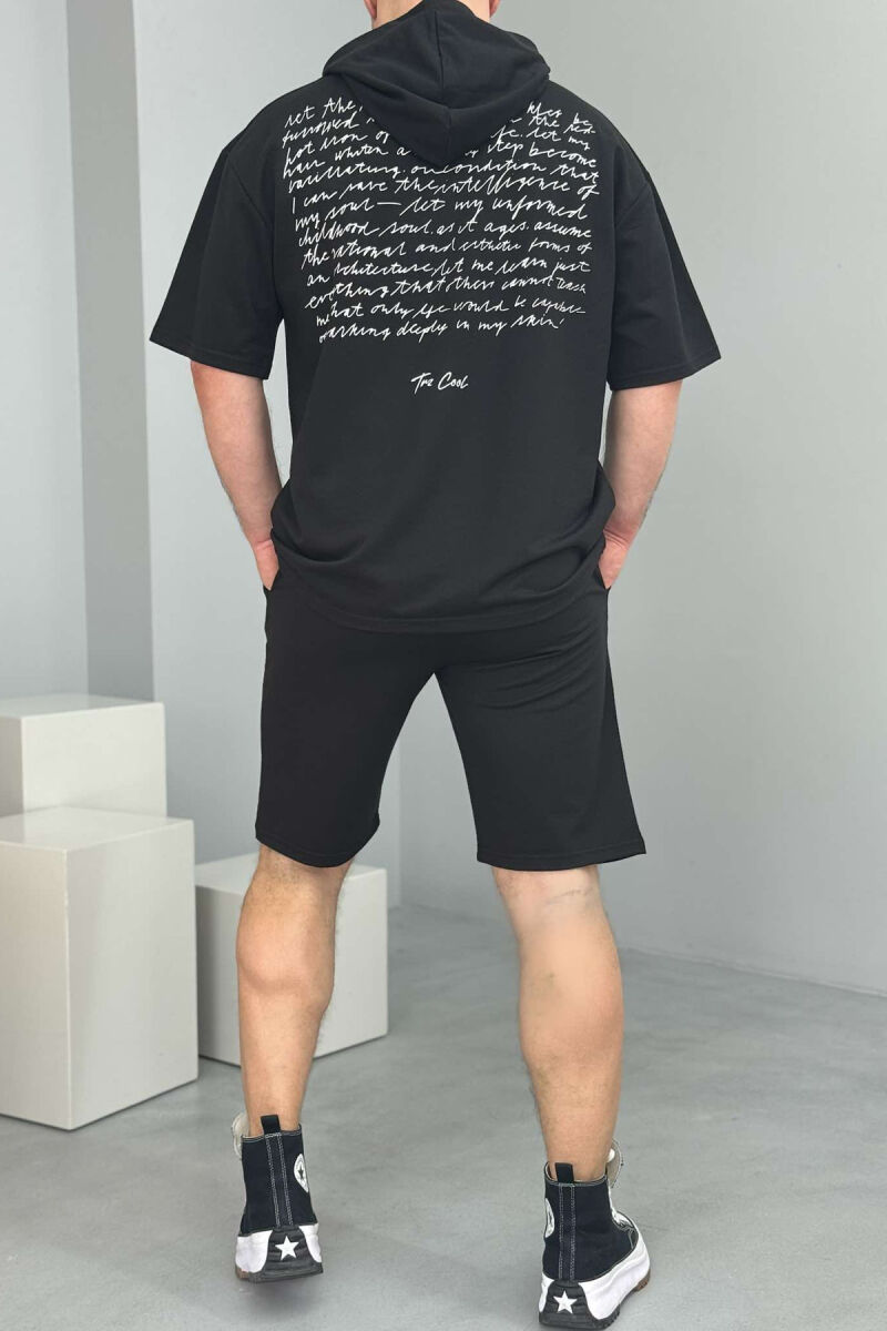 SET T-SHIRT+TUTA TË SHKURTRA PËR MESHKUJ NË NGJYRË E ZEZË - 3