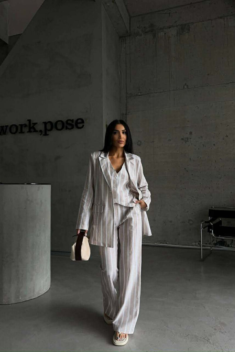 SET XHAKETE+ JELEK+PANTALLONA ME VIJA PER FEMRA NE NGJYRE BEZHE TE ZBARDHUR - 1