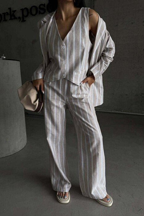 SET XHAKETE+ JELEK+PANTALLONA ME VIJA PER FEMRA NE NGJYRE BEZHE TE ZBARDHUR - 3