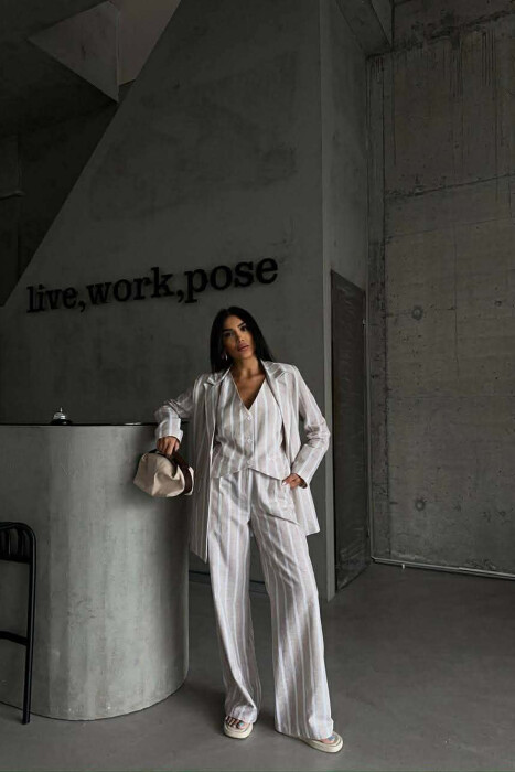 SET XHAKETE+ JELEK+PANTALLONA ME VIJA PER FEMRA NE NGJYRE BEZHE TE ZBARDHUR - 4