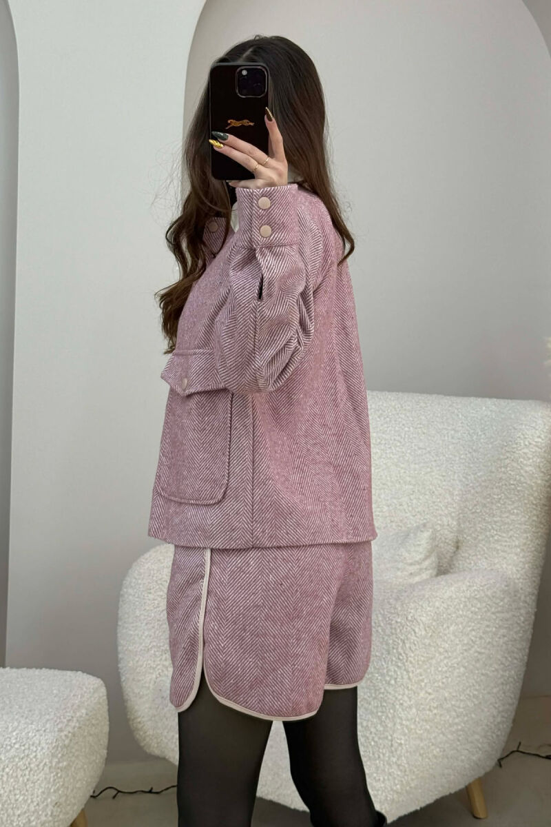 SET XHAKETE+PANTALLONA TE SHKURTA ME VIJA PER FEMRA NE NGJYRE PUDER - 4