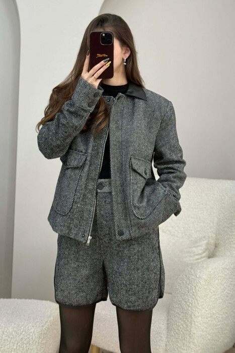 SET XHAKETE+PANTALLONA TE SHKURTA ME VIJA PER FEMRA NE NGJYRE TE ZEZE - 3