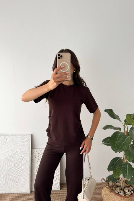 SET T-SHIRT+ TUTA PER FEMRA NE NGJYRE KAFE - 3