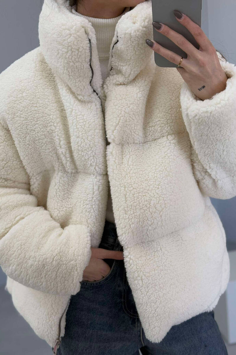 SHEEP SKIN WOMEN JACKET IN CREAM COLOR - 2