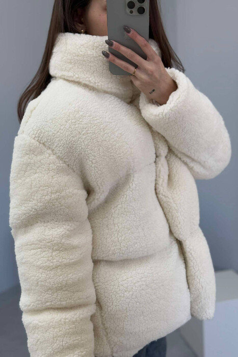 SHEEP SKIN WOMEN JACKET IN CREAM COLOR - 3