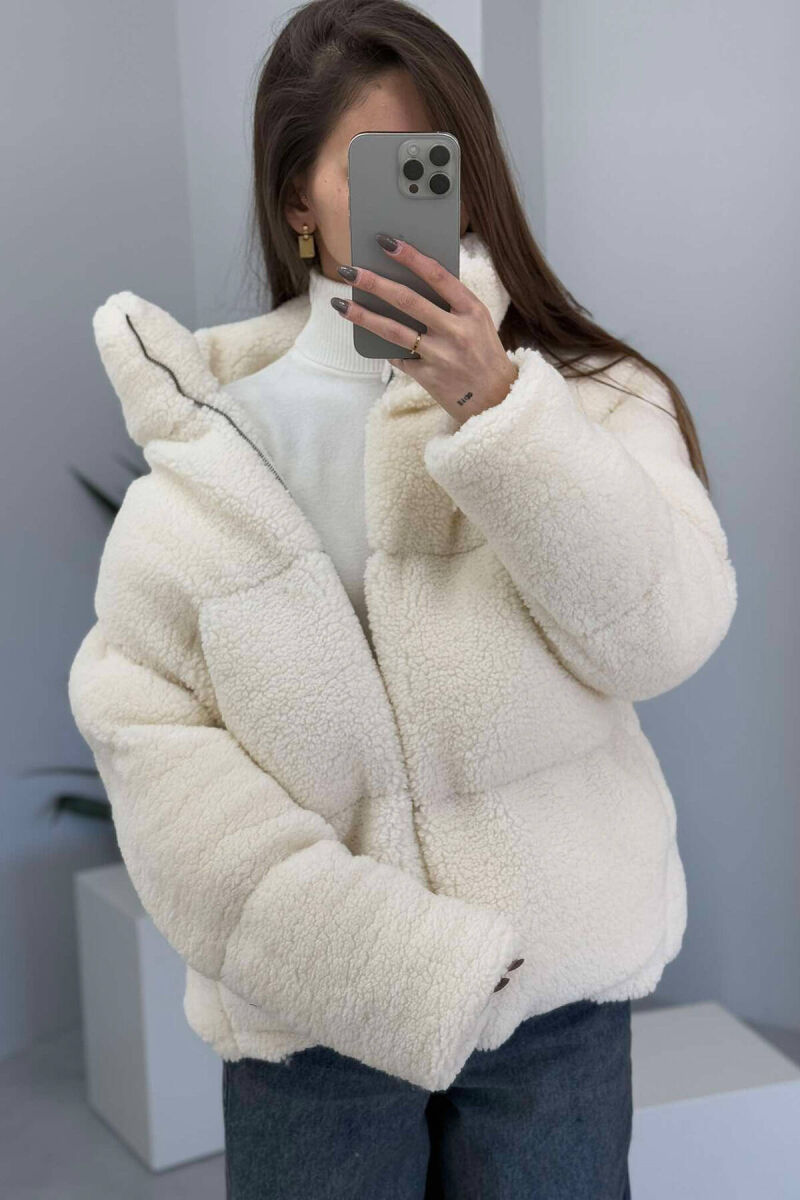 SHEEP SKIN WOMEN JACKET IN CREAM COLOR - 6