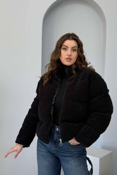 SHEEPSKIN SIMPLE WOMEN JACKET IN BLACK COLOR 