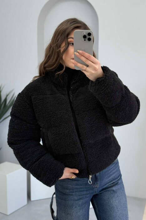 SHEEPSKIN SIMPLE WOMEN JACKET IN BLACK COLOR - 6