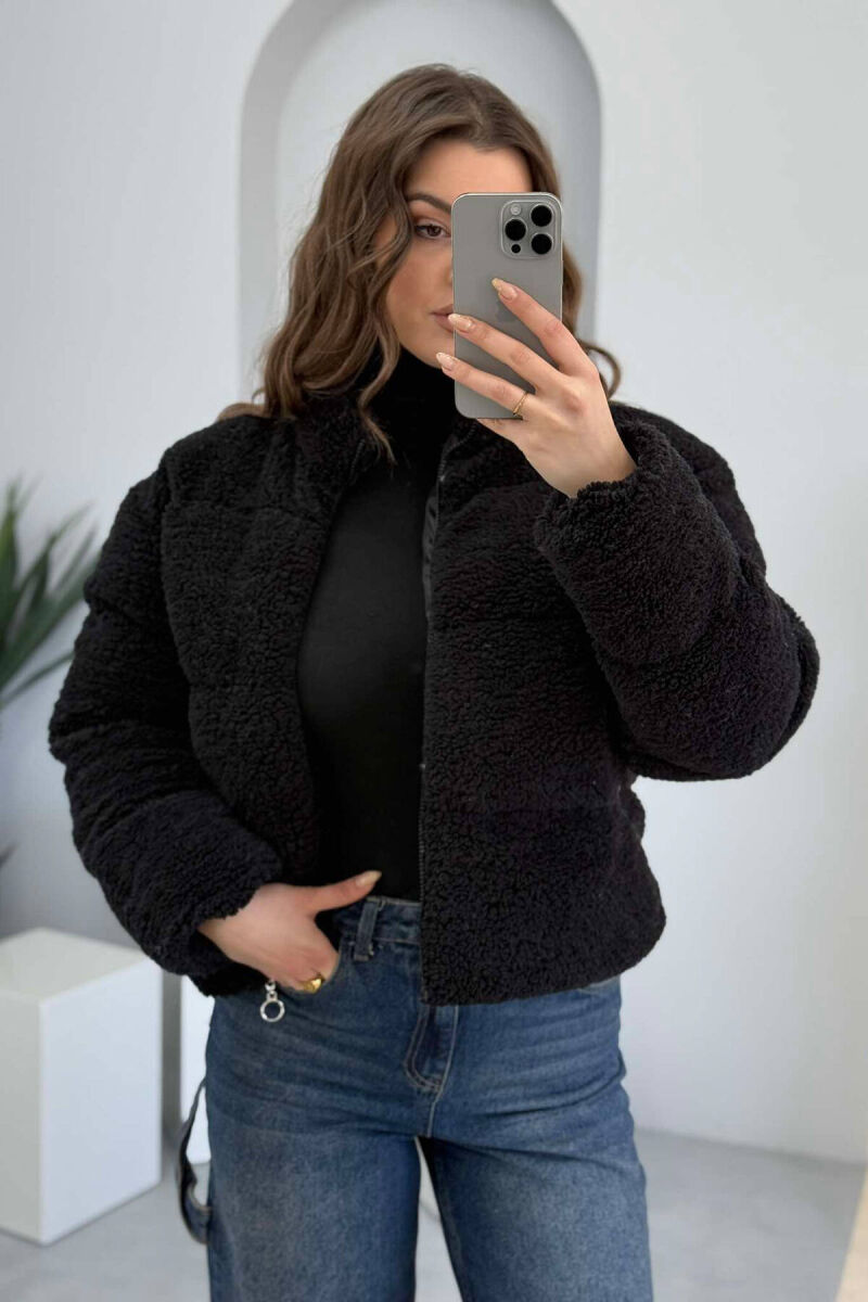 SHEEPSKIN SIMPLE WOMEN JACKET IN BLACK COLOR - 7