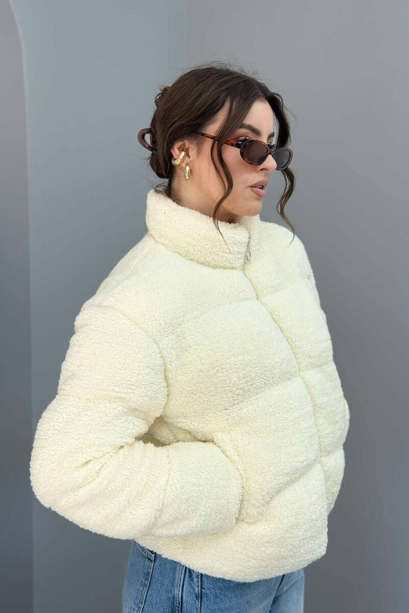 SHEEPSKIN SIMPLE WOMEN JACKET IN CREAM COLOR - 2