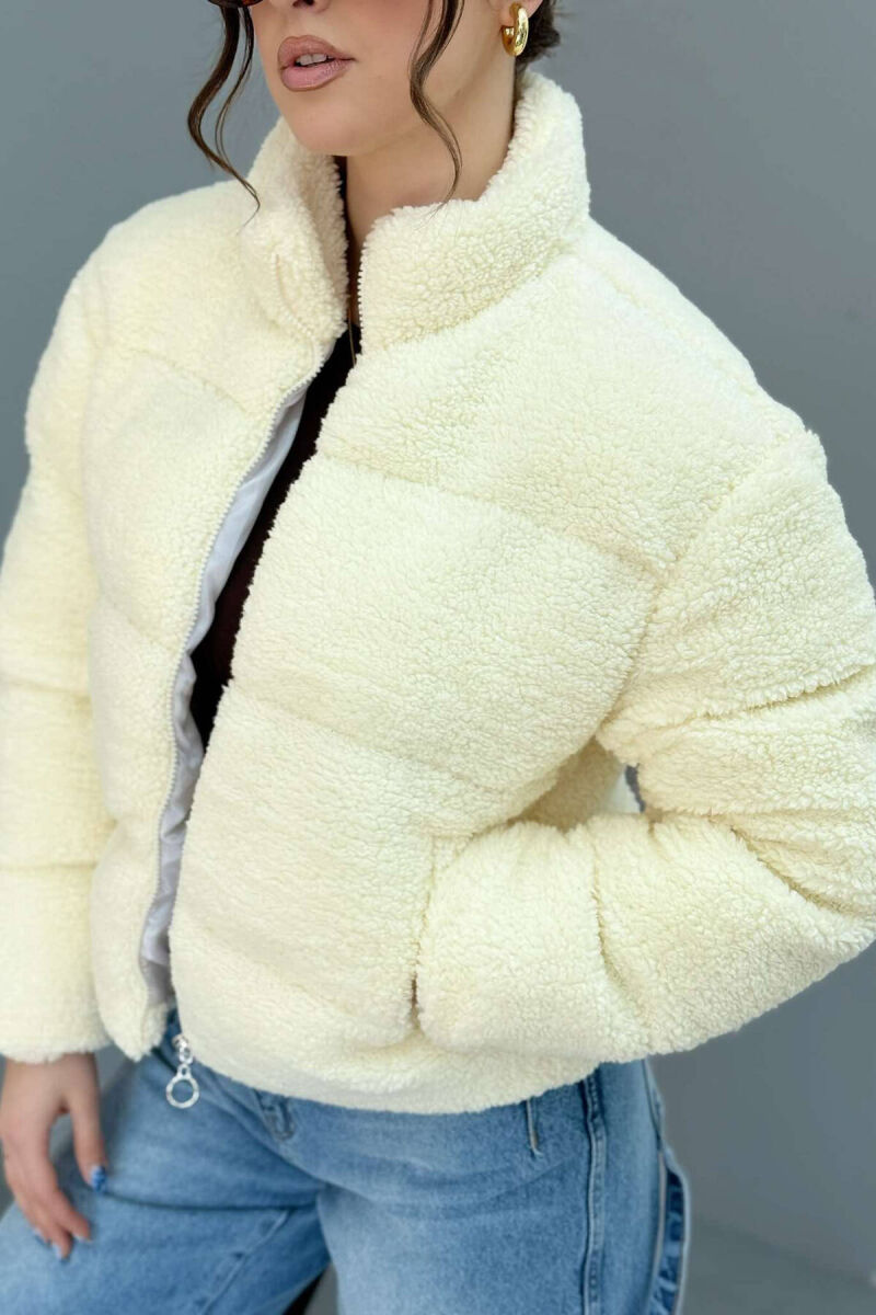 SHEEPSKIN SIMPLE WOMEN JACKET IN CREAM COLOR - 4