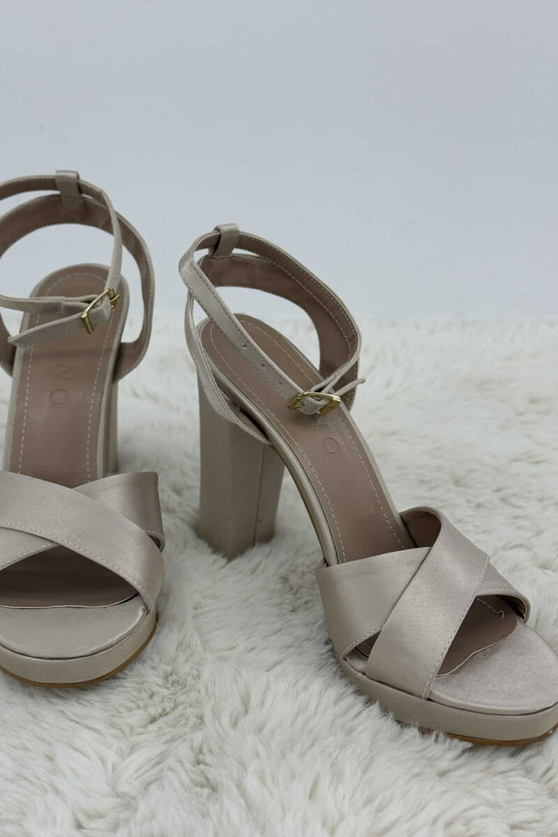SHINNY HIGH HEEL WOMEN SANDALS BEIGE/BEZHE - 4