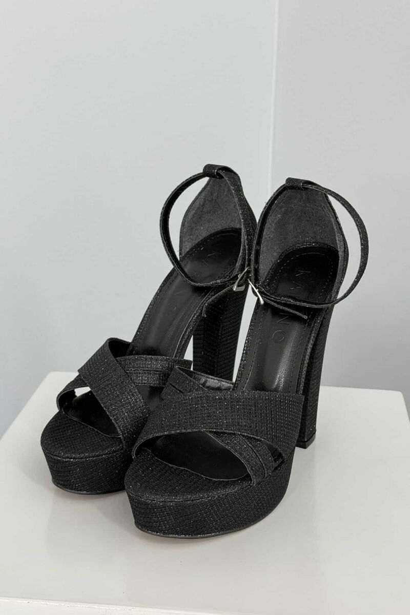 SHINNY HIGH HEEL WOMEN SANDALS BLACK/ E ZEZE - 2