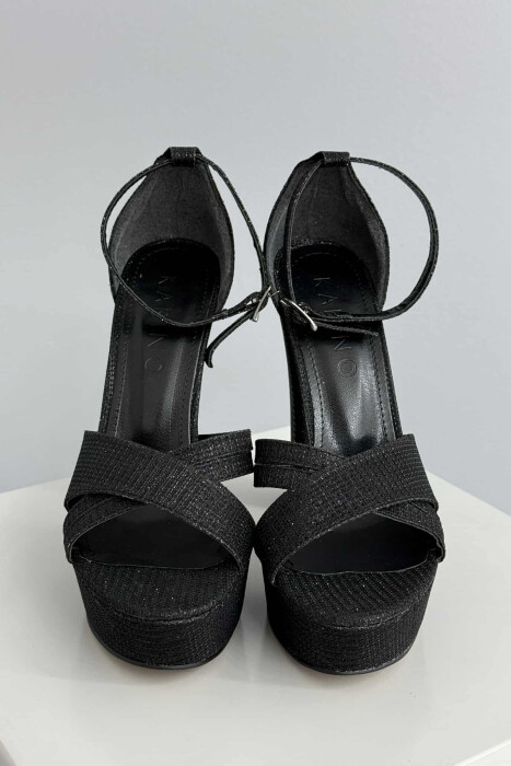 SHINNY HIGH HEEL WOMEN SANDALS BLACK/ E ZEZE - 3