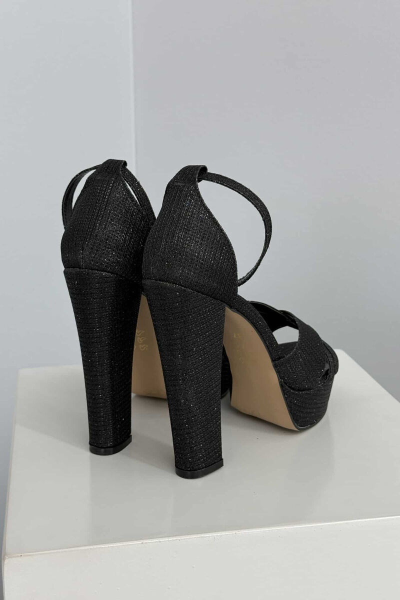 SHINNY HIGH HEEL WOMEN SANDALS BLACK/ E ZEZE - 5