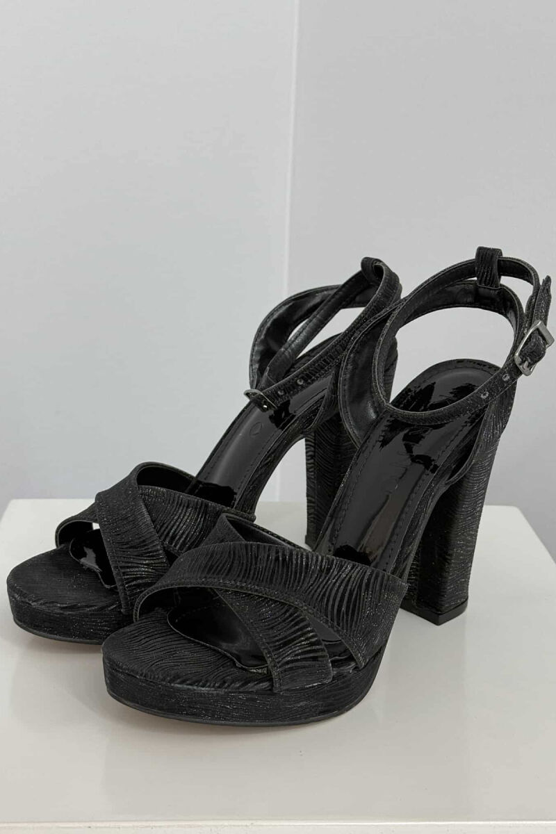 SHINNY HIGH HEEL WOMEN SANDALS BLACK/ E ZEZE - 1