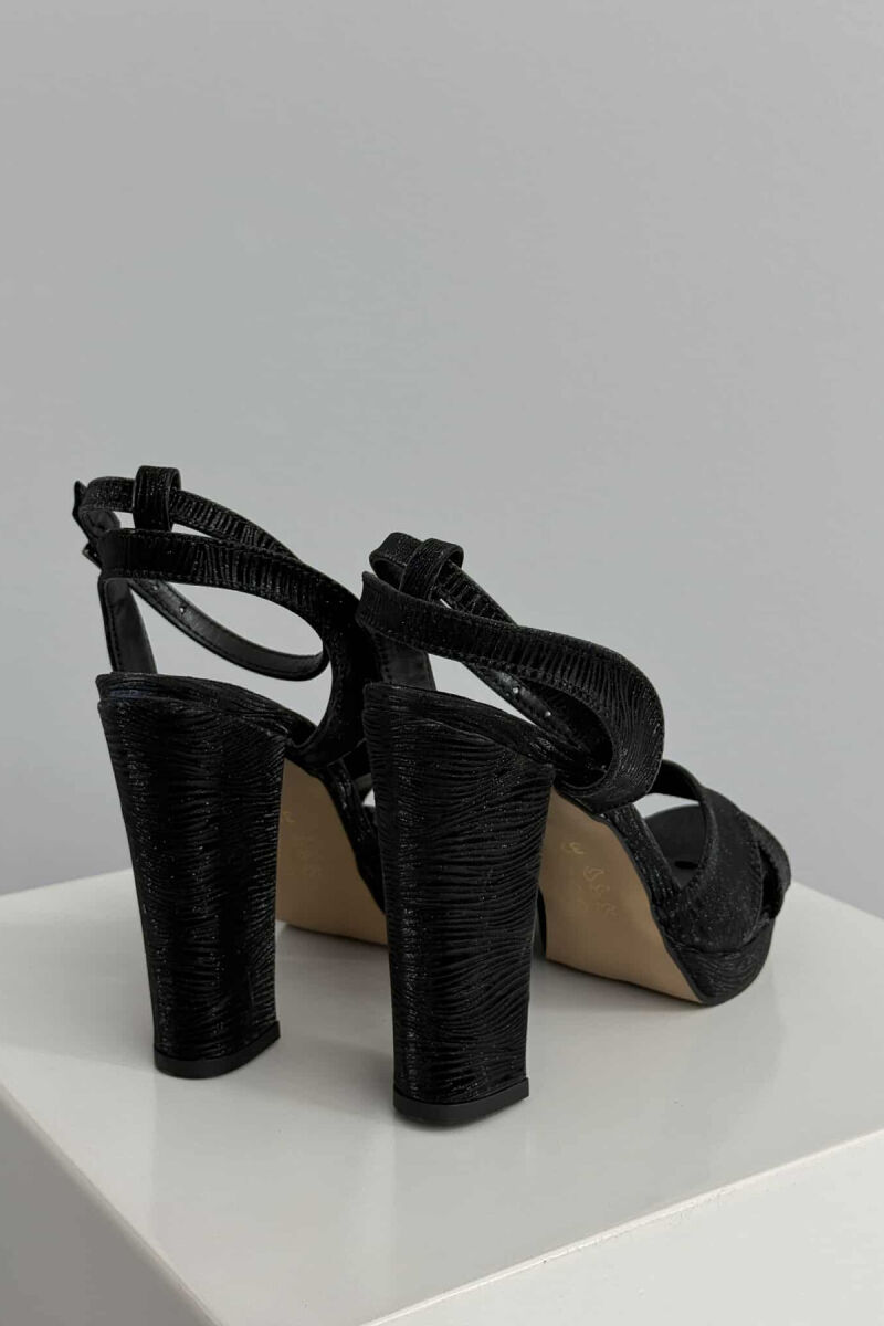 SHINNY HIGH HEEL WOMEN SANDALS BLACK/ E ZEZE - 2