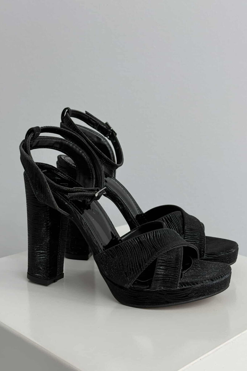 SHINNY HIGH HEEL WOMEN SANDALS BLACK/ E ZEZE - 3