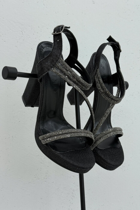 SHINNY HIGH HEEL WOMEN SANDALS BLACK/ E ZEZE 