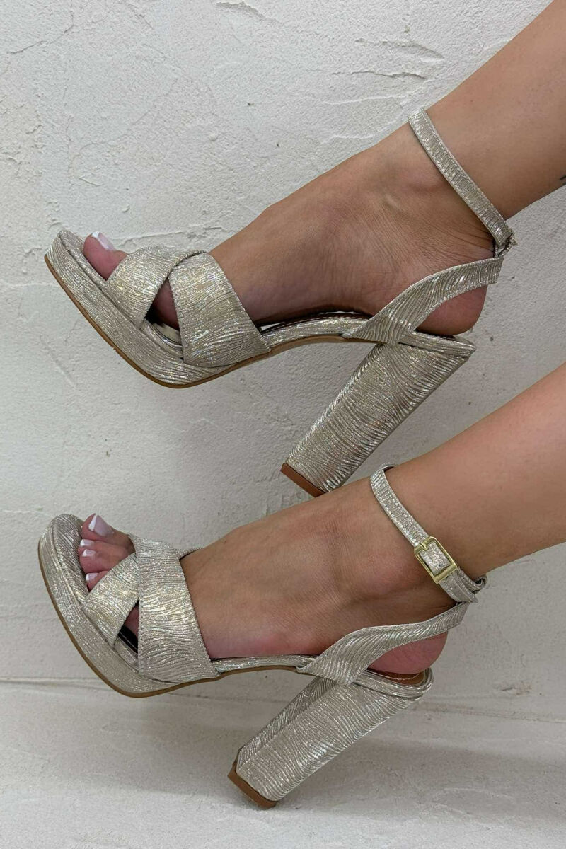 SHINNY HIGH HEEL WOMEN SANDALS GOLDEN ROD/GOLD - 1