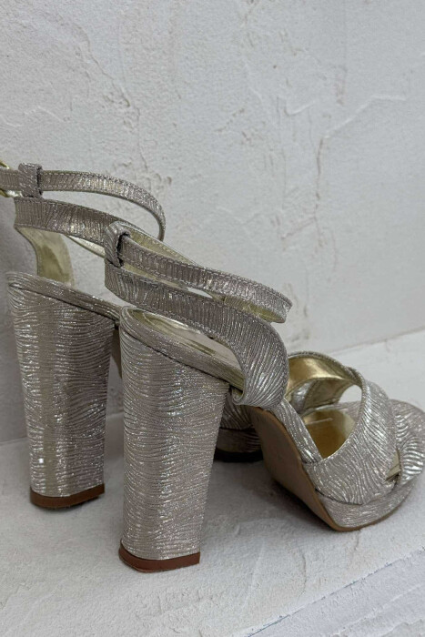 SHINNY HIGH HEEL WOMEN SANDALS GOLDEN ROD/GOLD - 4