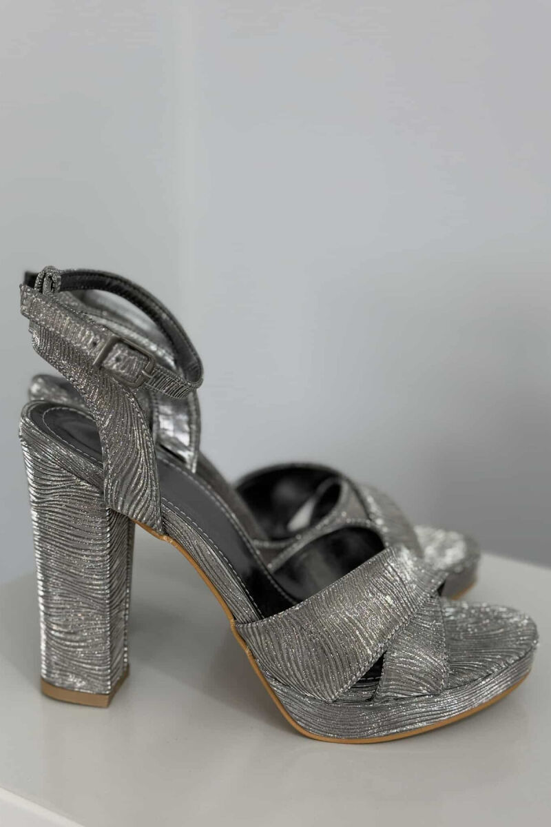 SHINNY HIGH HEEL WOMEN SANDALS GREY/GRI - 4