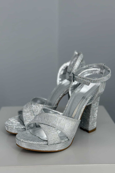 SHINNY HIGH HEEL WOMEN SANDALS LIGHT GREY/GZ 