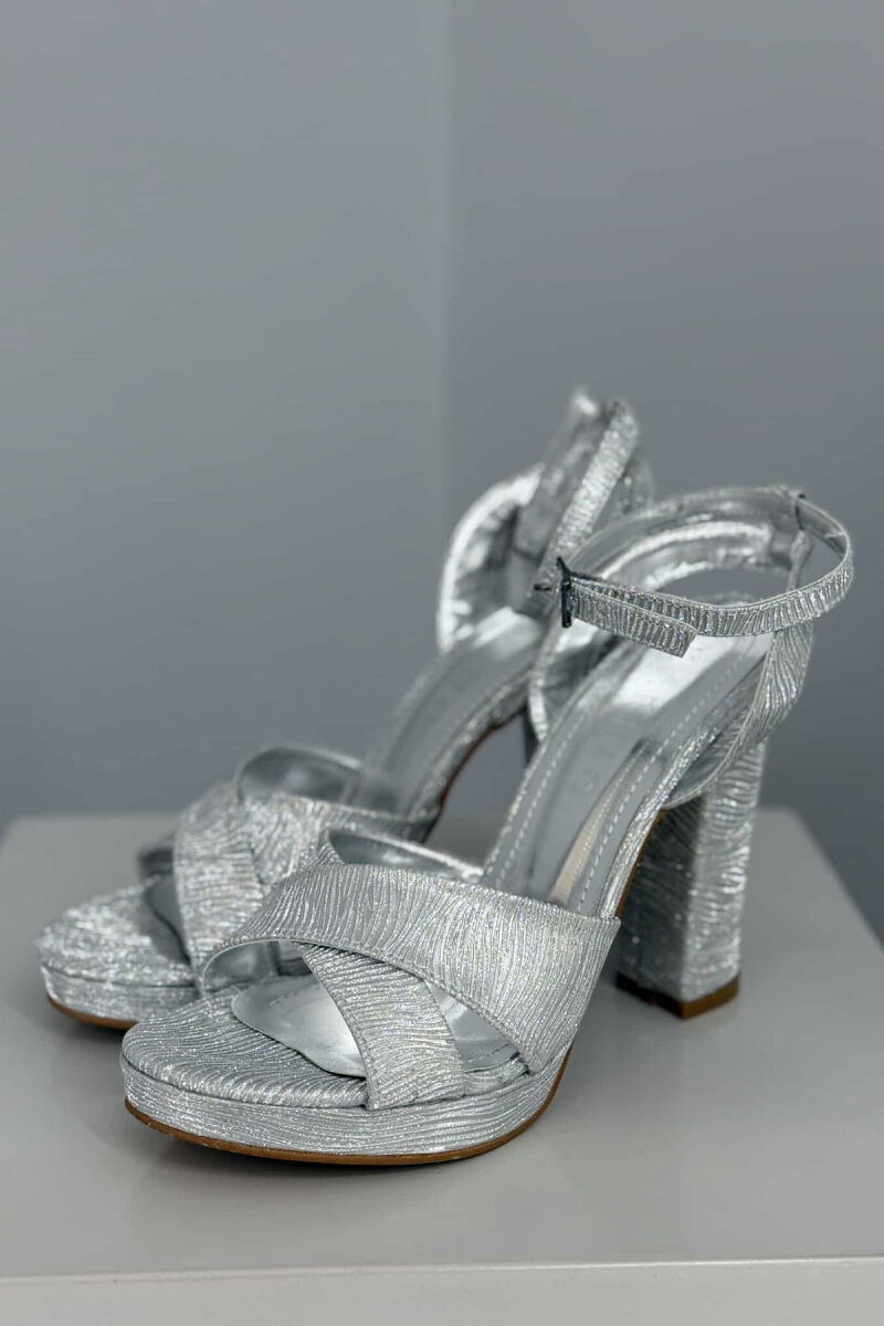 SHINNY HIGH HEEL WOMEN SANDALS LIGHT GREY/GZ - 1