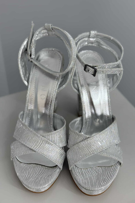 SHINNY HIGH HEEL WOMEN SANDALS LIGHT GREY/GZ - 2