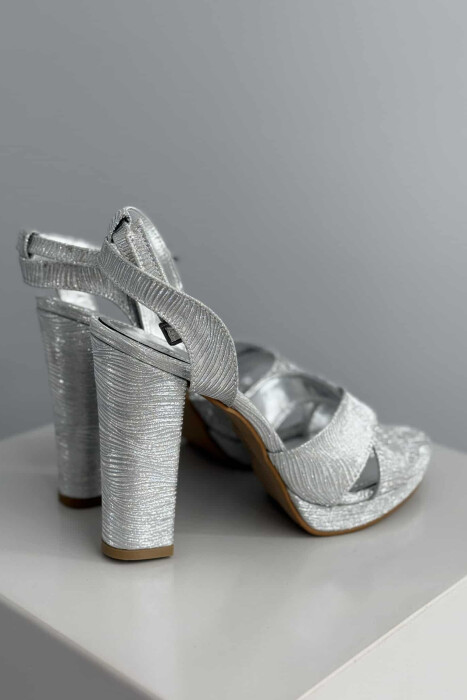 SHINNY HIGH HEEL WOMEN SANDALS LIGHT GREY/GZ - 3