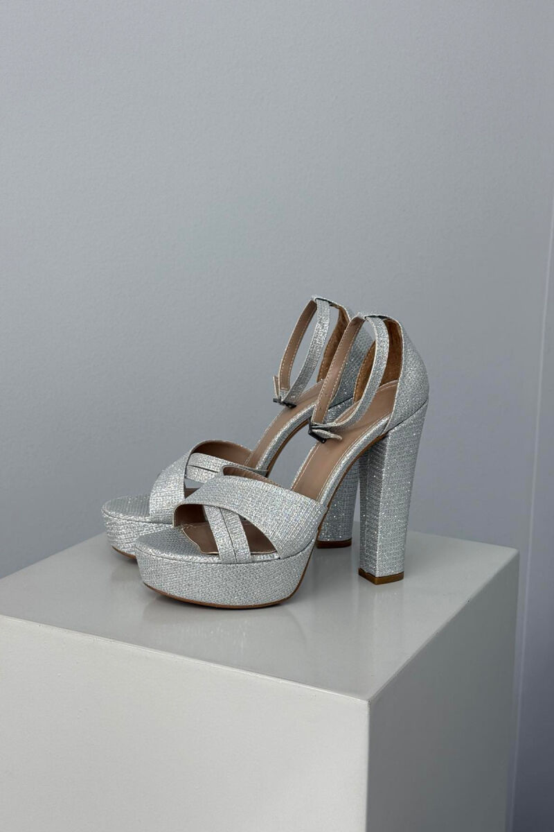 SHINNY HIGH HEEL WOMEN SANDALS SILVER/ARGJEND - 4