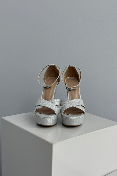 SHINNY HIGH HEEL WOMEN SANDALS SILVER/ARGJEND - 5