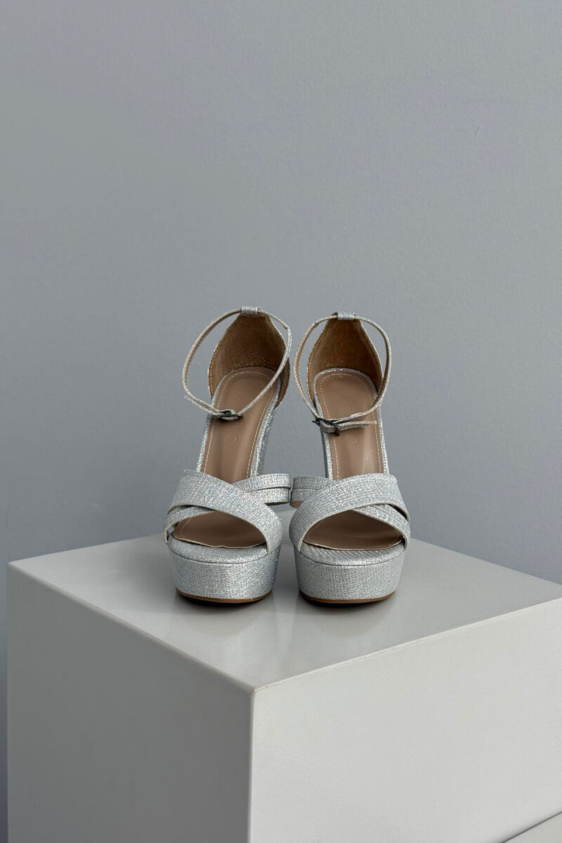 SHINNY HIGH HEEL WOMEN SANDALS SILVER/ARGJEND - 5