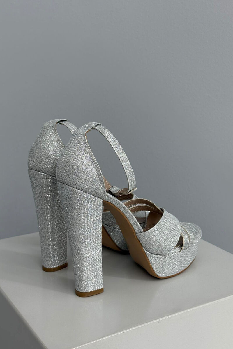 SHINNY HIGH HEEL WOMEN SANDALS SILVER/ARGJEND - 7