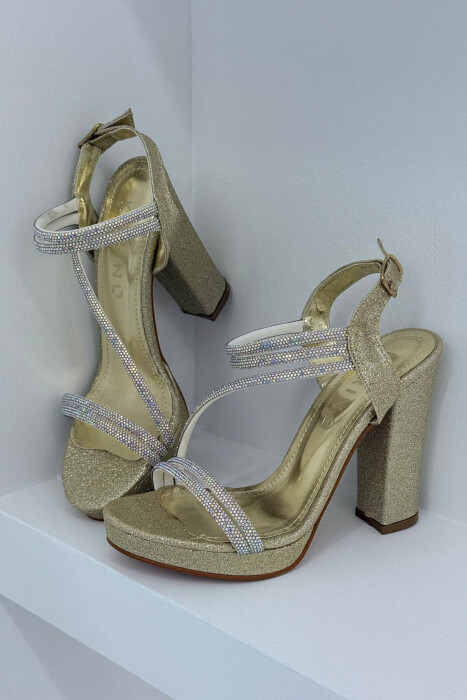 SHINNY HIGH HEEL WOMEN SANDALS YELLOW/E VERDHE - KLAUDIO FASHION