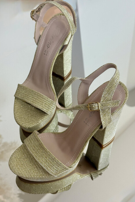 SHINNY HIGHT HEEL WOMEN SANDALS GOLDEN ROD/GOLD 
