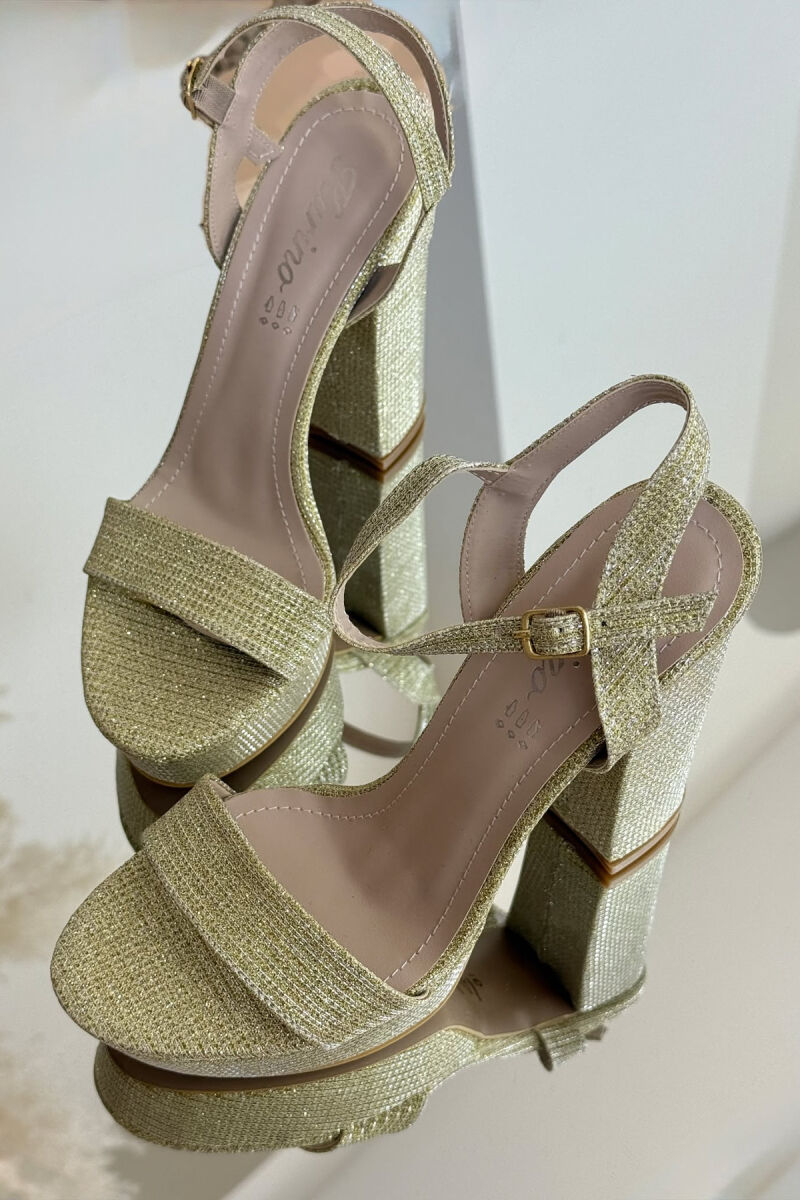 SHINNY HIGHT HEEL WOMEN SANDALS GOLDEN ROD/GOLD - 1
