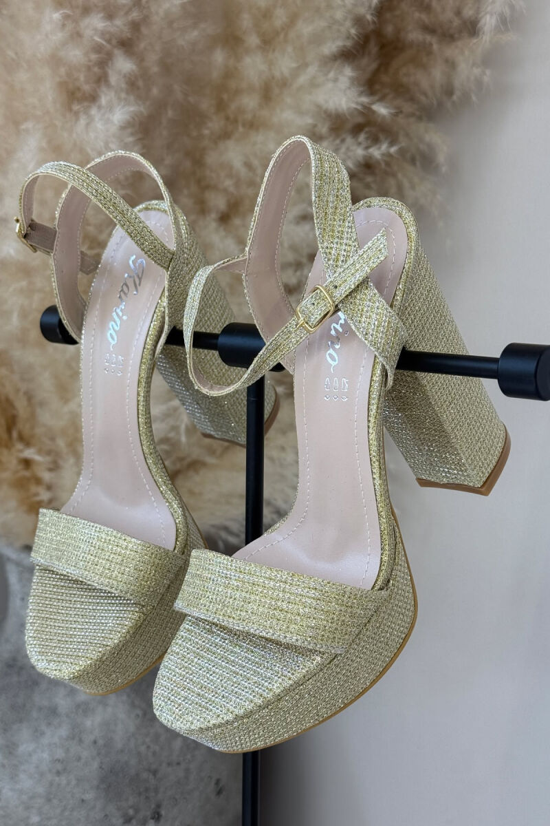 SHINNY HIGHT HEEL WOMEN SANDALS GOLDEN ROD/GOLD - 2