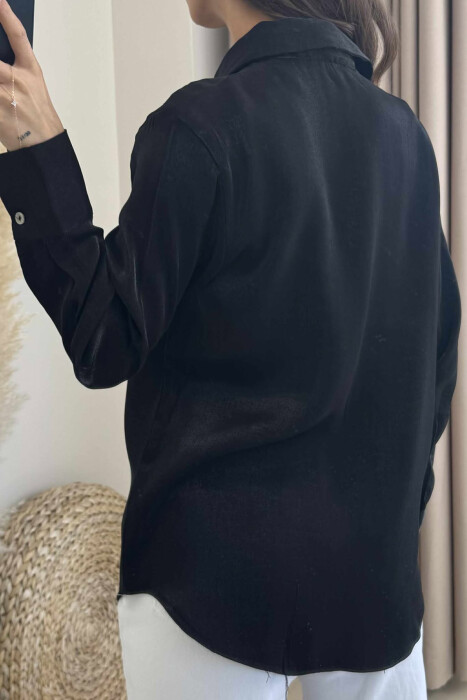 SHINNY LONG SLEEVE WOMEN SHIRT BLACK/ E ZEZE - 4